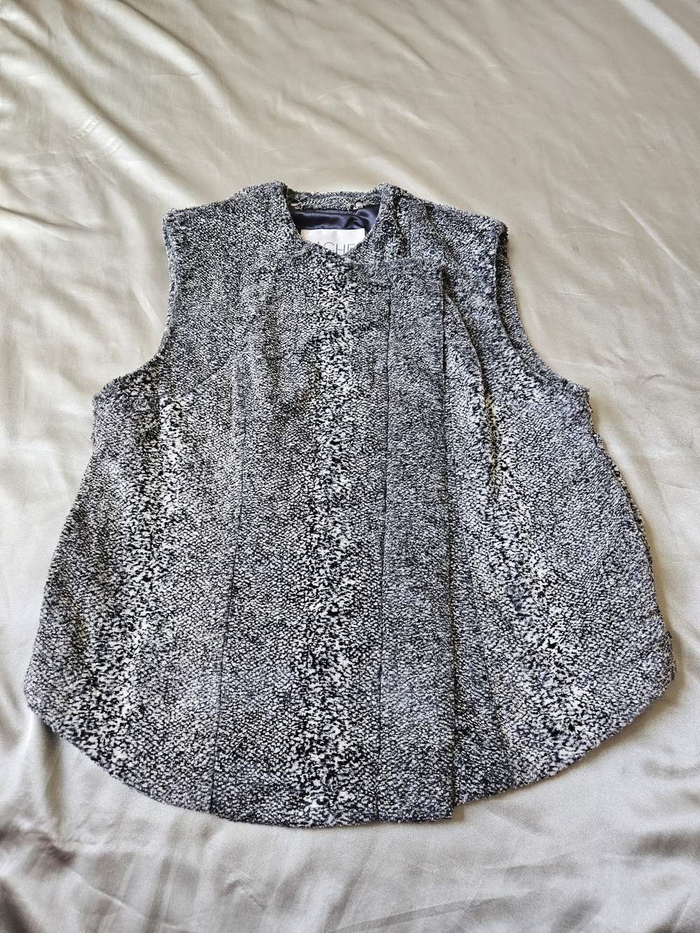 RACHEL Rachel Roy Black & White Bouclé Chain-Trim Vest